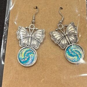 Handmade resin butterfly earrings